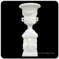 Large white marble stone carving flowerpot for garden